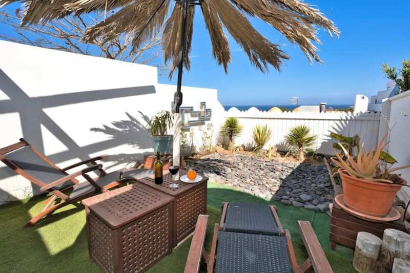 Garden with sun loungers